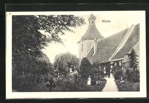 AK Oldenburg i. H., Kirche mit Friedhof