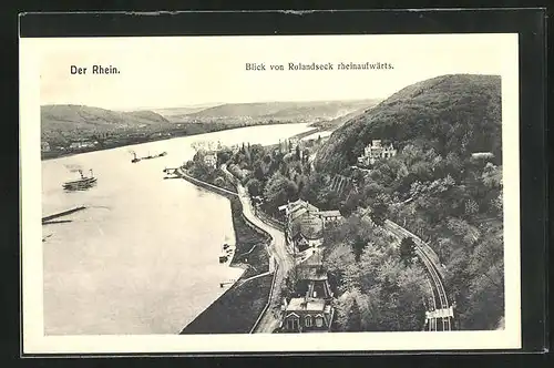 AK Rolandseck, Flusspartie am Rhein mit Blick rheinaufwärts