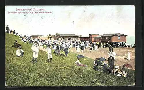 AK Cuxhaven, Promenadenkonzert bei der Badeanstalt