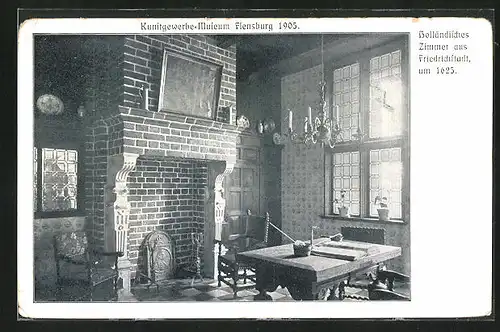 AK Flensburg, Holländisches Zimmer aus Friedrichstadt im Kunstgewerbe-Museum