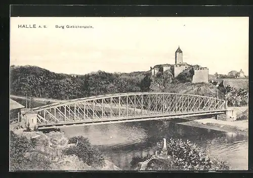 AK Halle a. S., Burg Giebichstein und Brücke