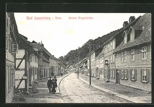 AK Bad Lauterberg / Harz, Einwohner auf der Unteren Hauptstrasse