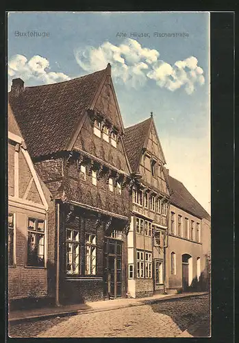 AK Buxtehude, Alte Häuser in der Fischerstrasse