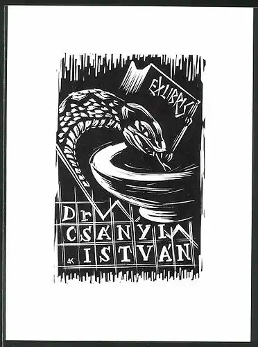 Exlibris Dr. Csányin István, Schlange