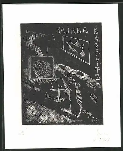 Exlibris Rainer Kabelitz, Silhouette