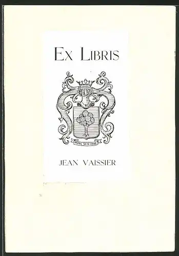 Exlibris Jean Vaissier, Wappen mit Baum, Krone und Ritterhelm