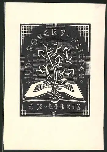 Exlibris Robert Flieder, Ranken aus Buch