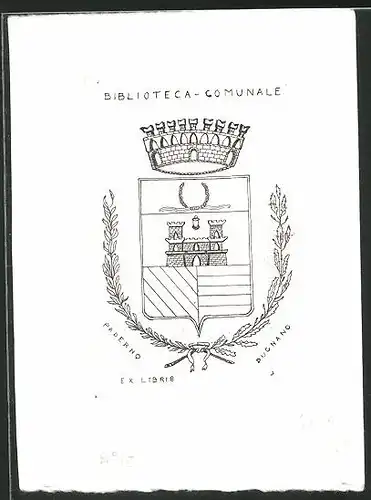 Exlibris Paderno Dugnano, Wappen mit Krone und Burg