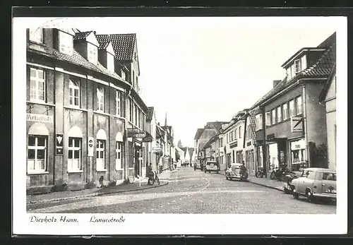 AK Diepholz /Hann., Langestrasse mit Geschäften