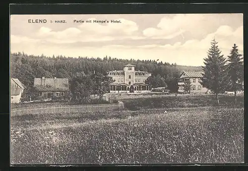 AK Elend im Harz, Partie mit Hampe`s Hotel