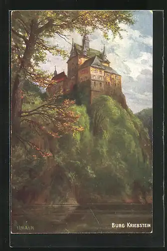 Künstler-AK Kriebstein, Blick zur Burg