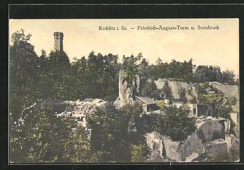 AK Rochlitz i.Sa., Friedrich-August-Turm und Steinbruch