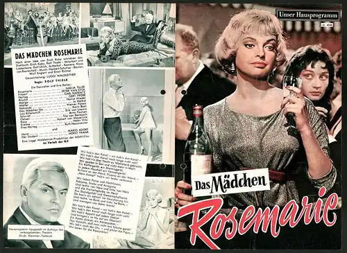 Filmprogramm Unser Hausprogramm, Das Mädchen Rosemarie, Nadja Tiller, Peter van Eyck, Carl Raddatz, Regie: Rolf Thiele