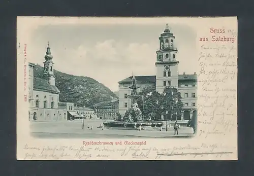 Relief-AK Salzburg, Residenzbrunnen und Glockenspiel