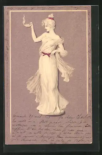 Künstler-AK M. S. M.: Dame der Antike in Tunika