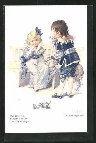 Künstler-AK Eduard Reckziegel: Kinder in edler Kleidung