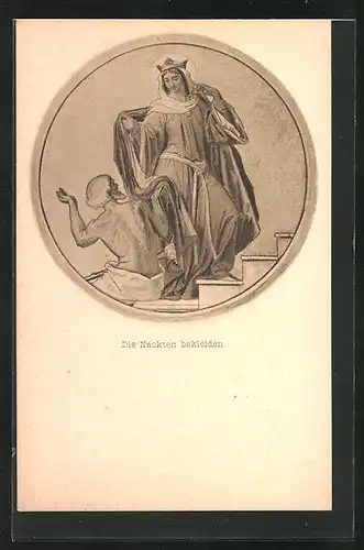 Künstler-AK Moritz von Schwind: Die Nackten bekleiden, Schutzpatron