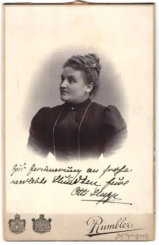 Fotografie Rumbler, Wiesbaden, Wilhelmstrasse 14, Portrait bürgerliche Dame mit Hochsteckfrisur