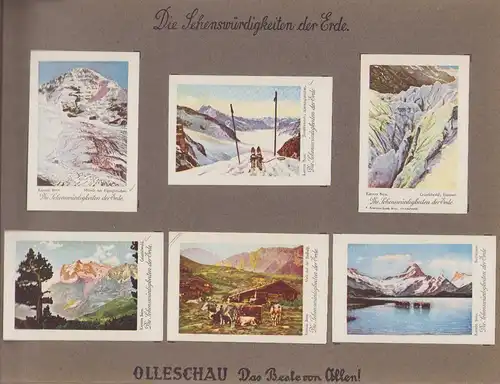 Sammelalbum 188 Bilder, Die Sehenswürdigkeiten der Erde, Serie Schweiz, Olleschau, Das Beste von Allen !, Gletscher