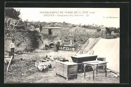 AK Rognes, Tremblement de terre 1909, Campement des Sinistrés