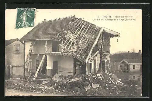 AK Troyes, Après l`Inondation, Chemin des Champs-de-la-Loge, Hochwasser