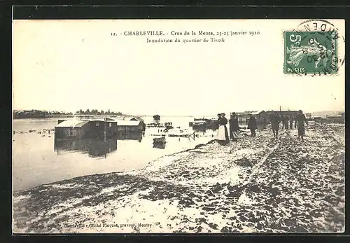 AK Charleville, Crue de la Meuse Janvier 1910, Quartier de Tivoli, Hochwasser