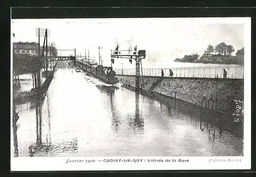 AK Choisy-le-Roy, Inondation de Janvier 1910, Entrée de la Gare, Hochwasser