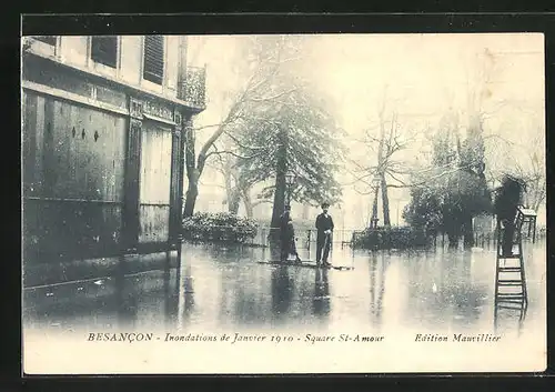 AK Besancon, Inondations de Janvier 1910, Square St-Amour, Hochwasser