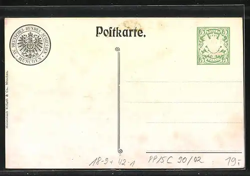 Künstler-AK München, PP15C90 /02, XV. Dt. Bundeschiessen 1906, Feier am Gabentempel, Ganzsache Bayern