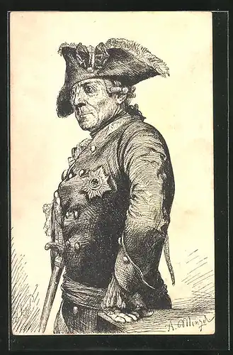 Künstler-AK König Friedrich II. (der Grosse) in Uniform