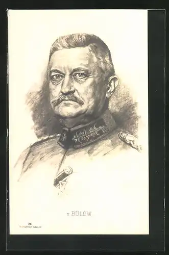 Künstler-AK Heerführer v. Bülow in Uniform