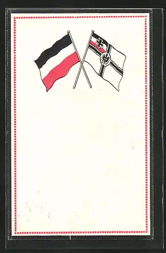 AK Deutsche Reichsfahne und Reichskriegsflagge