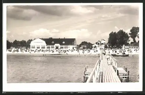 AK Grömitz, Strandpartie mit Restaurant Strandhalle