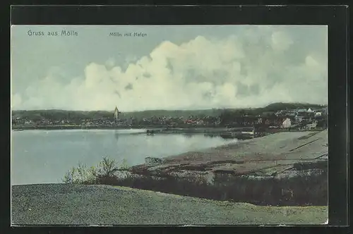 AK Mölln, Teilansicht mit Hafen