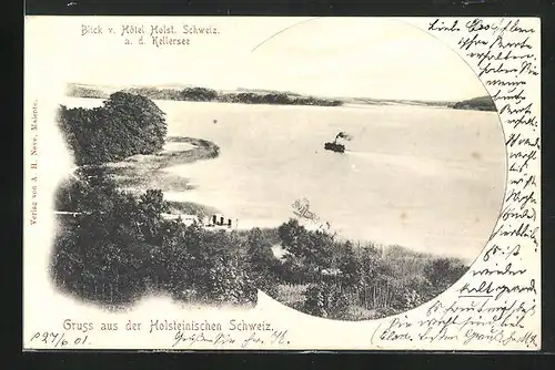 AK Malente / Holsteinische Schweiz, Blick v. Hôtel Holst. Schweiz auf den Kellersee