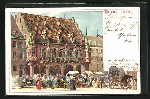 Künstler-AK Heinrich Kley: Freiburg, Markt vorm Kaufhaus