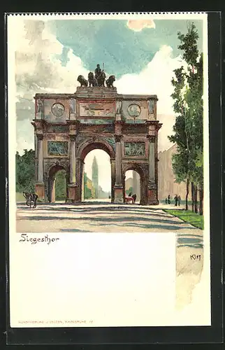 Künstler-AK Heinrich Kley: München, Blick durch das Siegestor