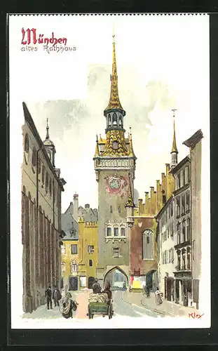 Künstler-AK Heinrich Kley: München, Altes Rathaus