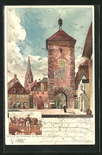 Künstler-AK Heinrich Kley: Freiburg, Schwabentor, Ortspartie