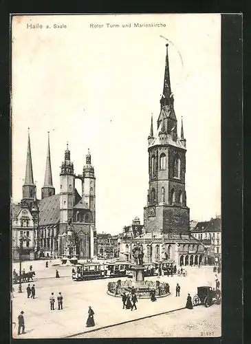 AK Halle a. Saale, Roter Turm und Marienkirche