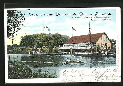 AK Lühe im Altenlande, A. Steinhoff's Fährhaus mit Landungsbrücke