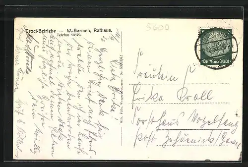 AK Wuppertal-Barmen, Café Wien