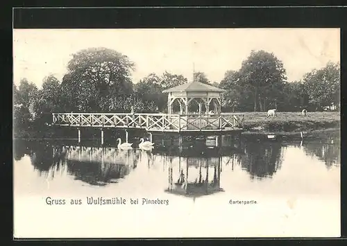 AK Pinneberg, Gartenpartie mit Pavillon Wulfsmühle