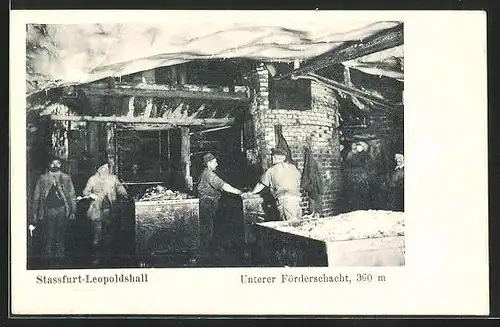 AK Stassfurt-Leopoldshall, Bergleute im unteren Förderschacht