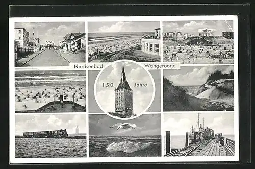 AK Wangerooge, Strandpartie, Restaurant, Zug, Teilansichten des Ortes