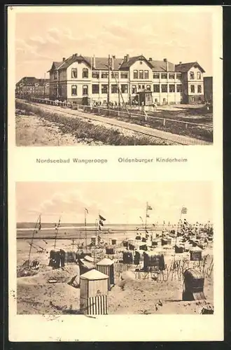 AK Wangerooge, Oldenburger Kinderheim, Strandleben mit Strandkörben
