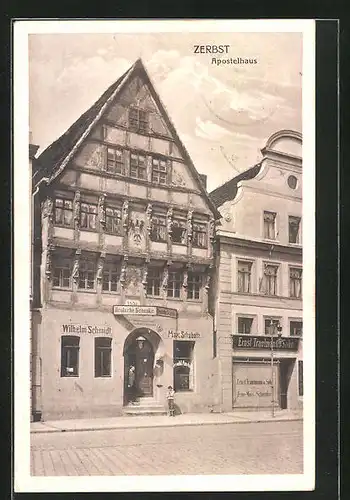 AK Zerbst, Gasthaus Deutsche Schenke, Apostelhaus