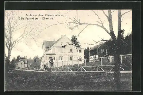 AK Festenburg / Oberharz, Villa Festenburg, Eisenbahnheim