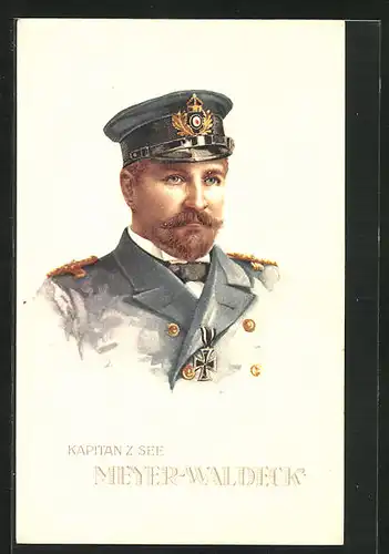 AK Kiautschou, Porträtbild von Gouverneur Kapitän Meyer-Waldeck in Uniform