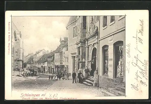 AK Schöningen, Faesch Haus am Markt und Niedernstrasse